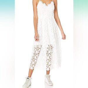 NWT ASTR the label Women's Sleeveless Lace Fit & Flare Midi Dress - White